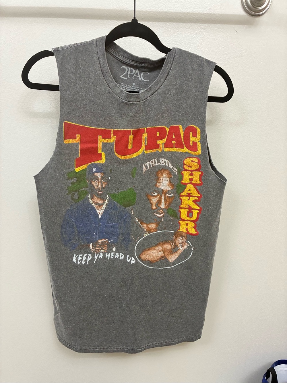 2Pac vintage Cut Off T-Shirt "Keep Ya Head up" 
Small Washed Black graphic Tee